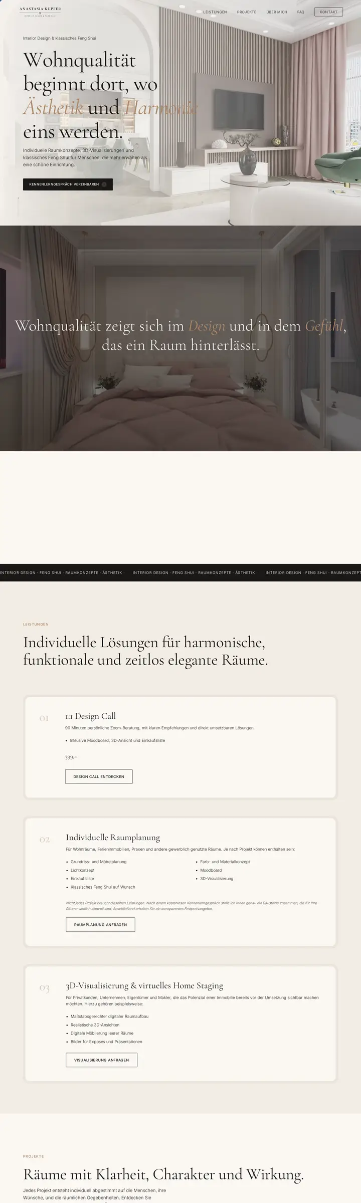 Screenshot der Website Anastasia Kupfer