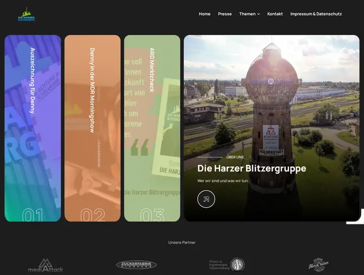 Screenshot der Website Harzer Blitzergruppe
